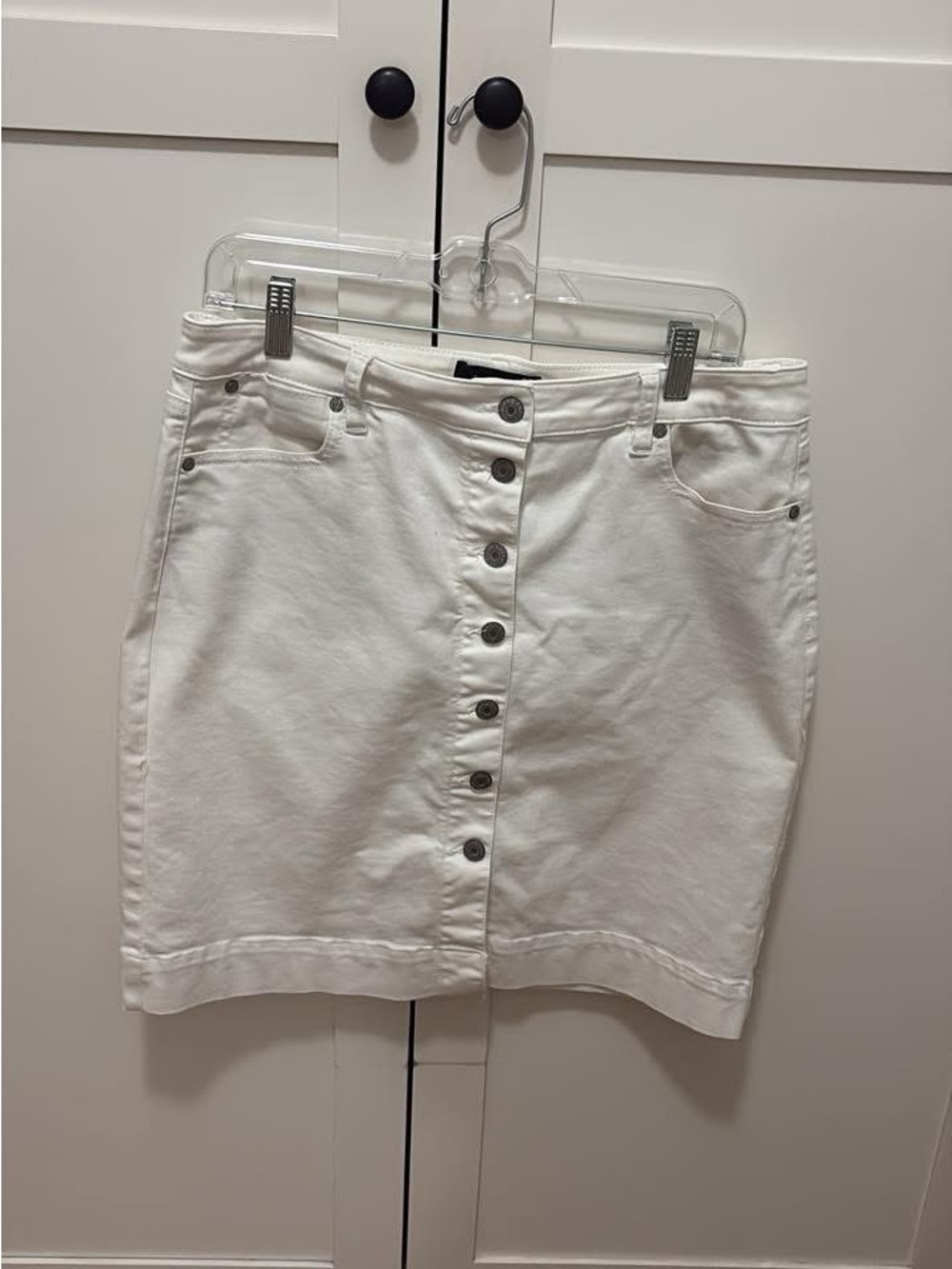 Talbots White Button-Front Pencil Skirt